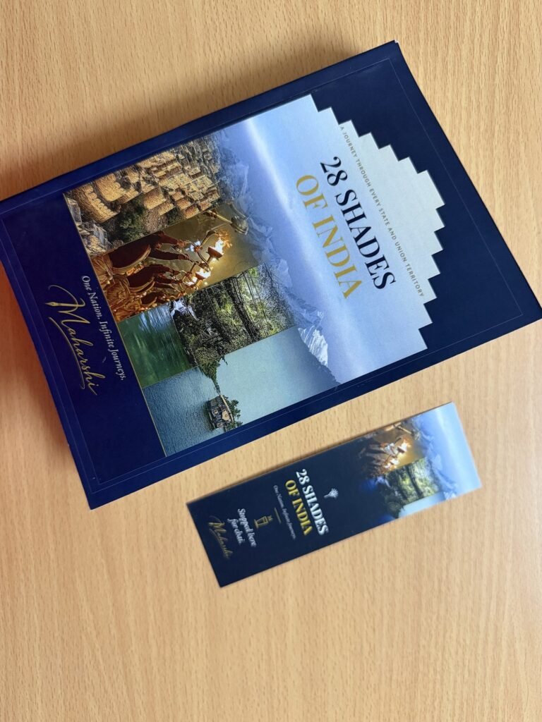 Printed copy of 28 Shades of India with bookmark